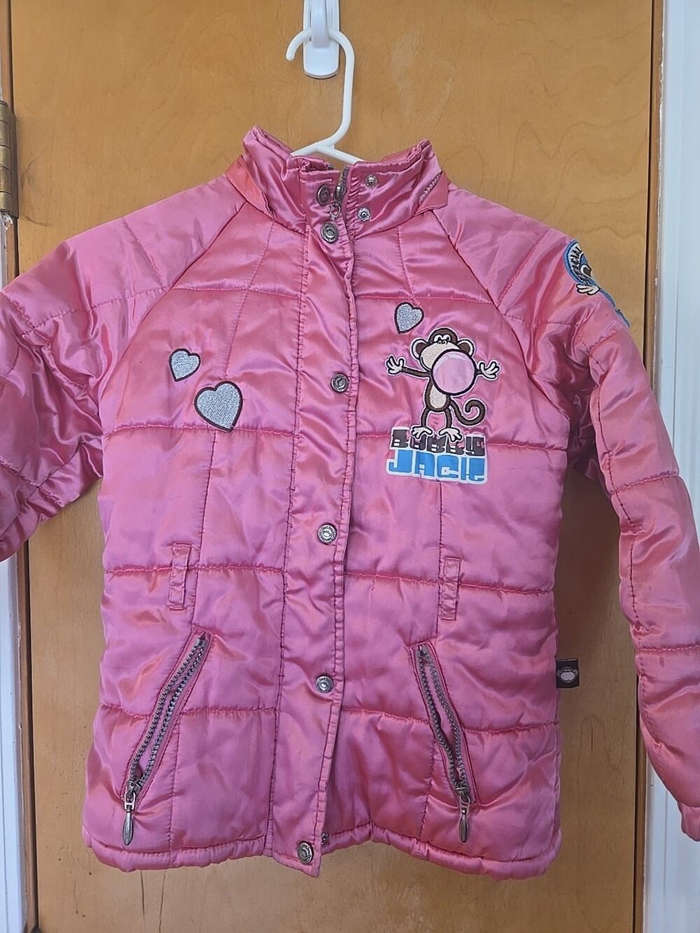 Bobby Jack Pink Puffer Jacket Coat Size 7/8 Vintage Y2K